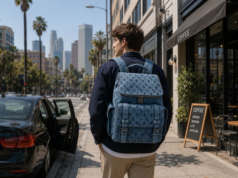 A-men-carrying-blue-denim-backpack-on-the-street