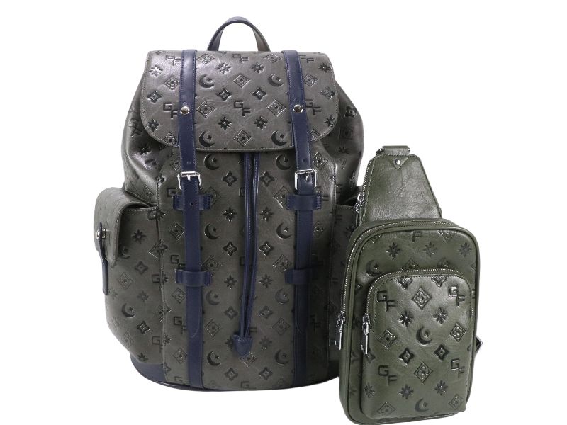Embossed-Monogram-Backpack-with-Matching-Sling-Bag