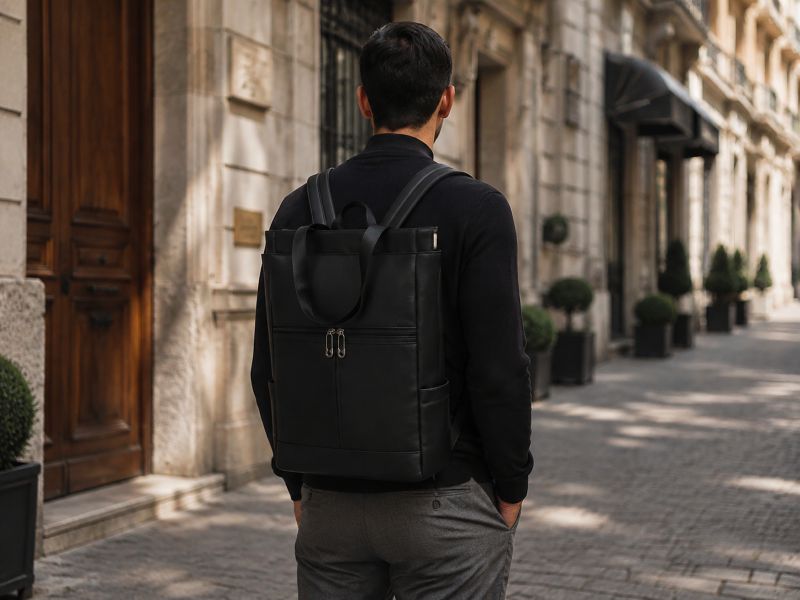a-man-carrying-a-black-tote-backpack