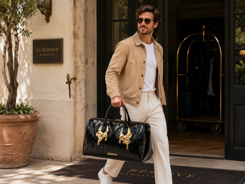 a-man-carrying-a-black-travel-bag-for-his-weenkend-trip