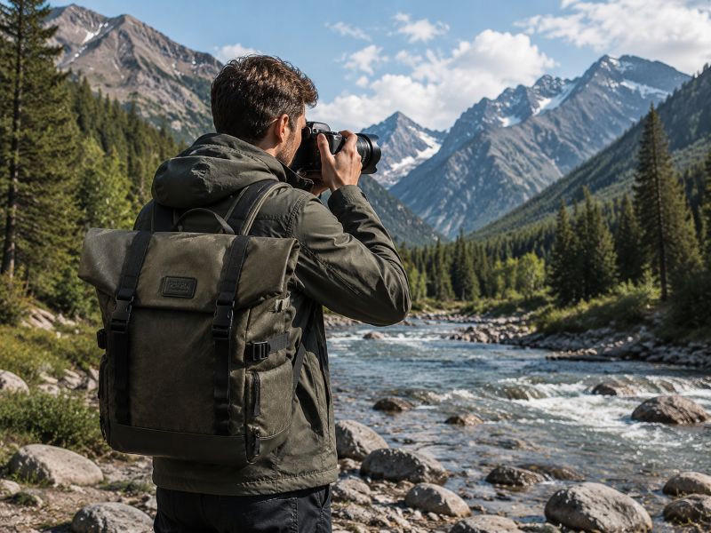 a-man-carrying-a-camera-backpack-shooting-photos