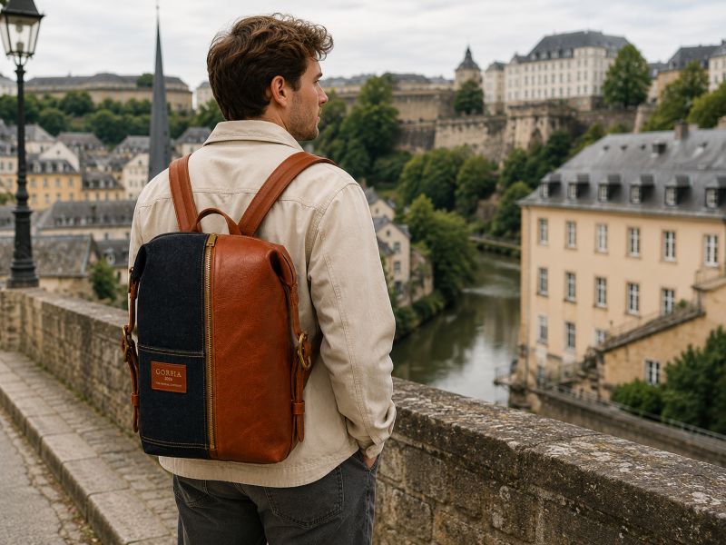 a-man-carrying-a-leather-denim-patchwork-backpack
