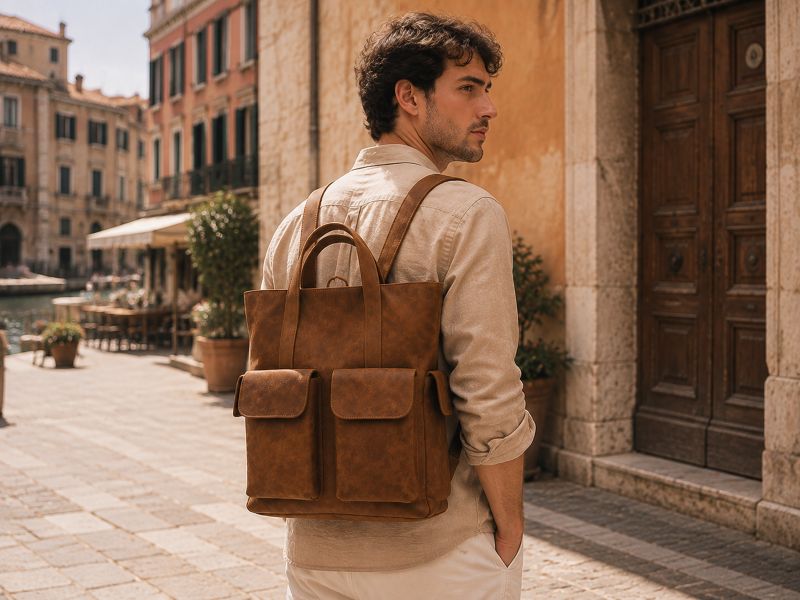 a-man-carrying-brown-tote-backpack