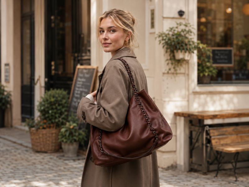 a-woman-carrying-a-red-tote-chain-bag