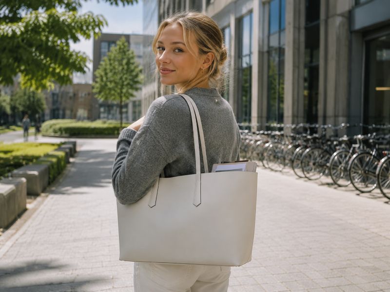 a-woman-carrying-a-white-tote-bag-for-school