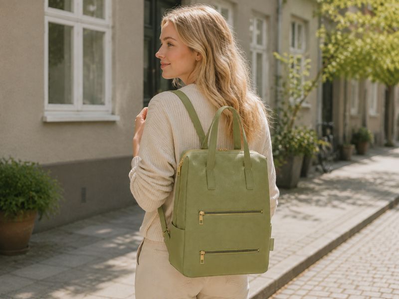 a-woman-carrying-green-tote-bag-backpack