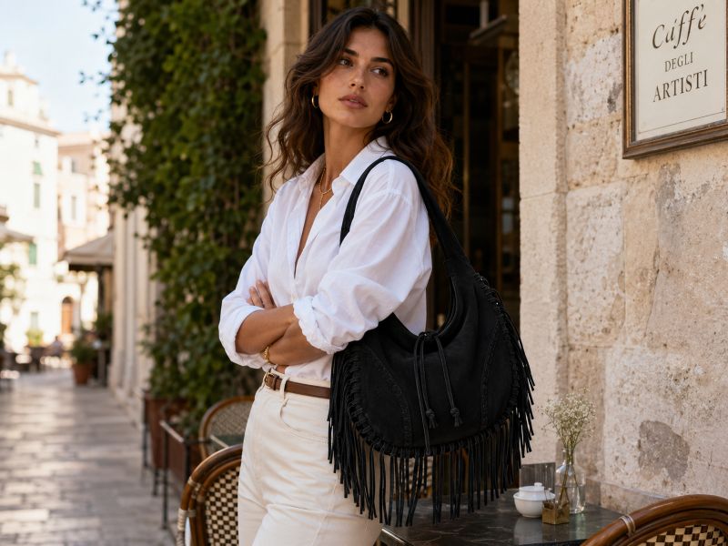 an-Italian-woman-carrying-a-black-fringe-bag