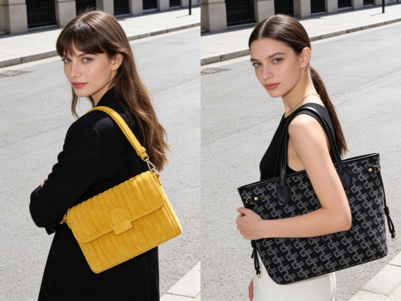 black-tote-and-yellow-shoulder-bags