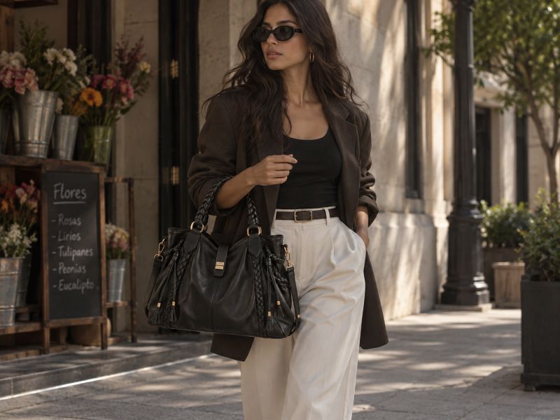 black‑braided‑handle‑leather‑city‑bag‑model‑shot
