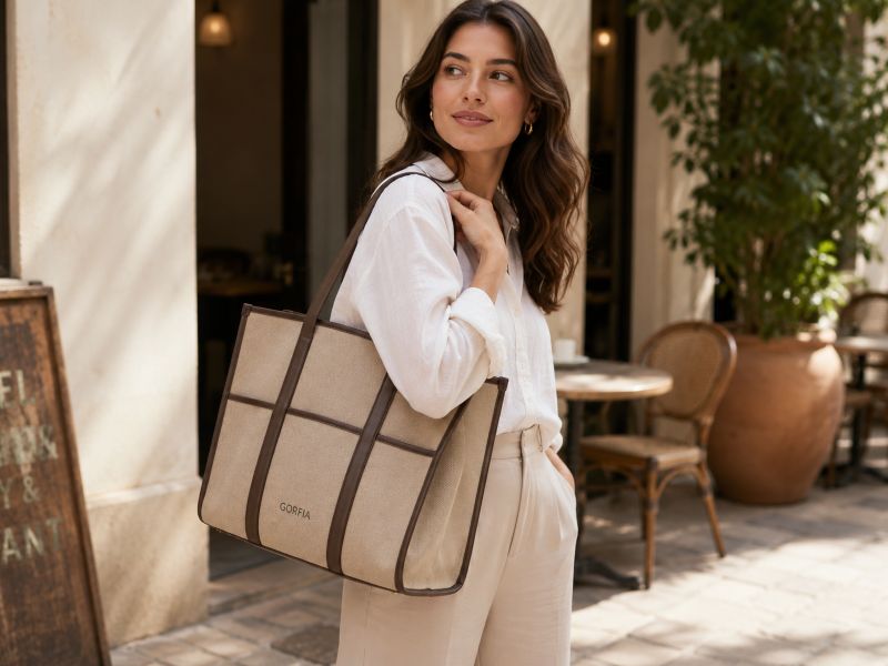 chocolate-brown-canvas-tote-carried-by-a-woman