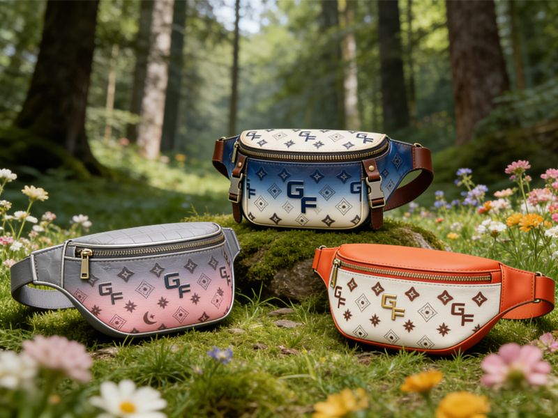 three-pieces-of-fanny-packs-placed-amid- grass