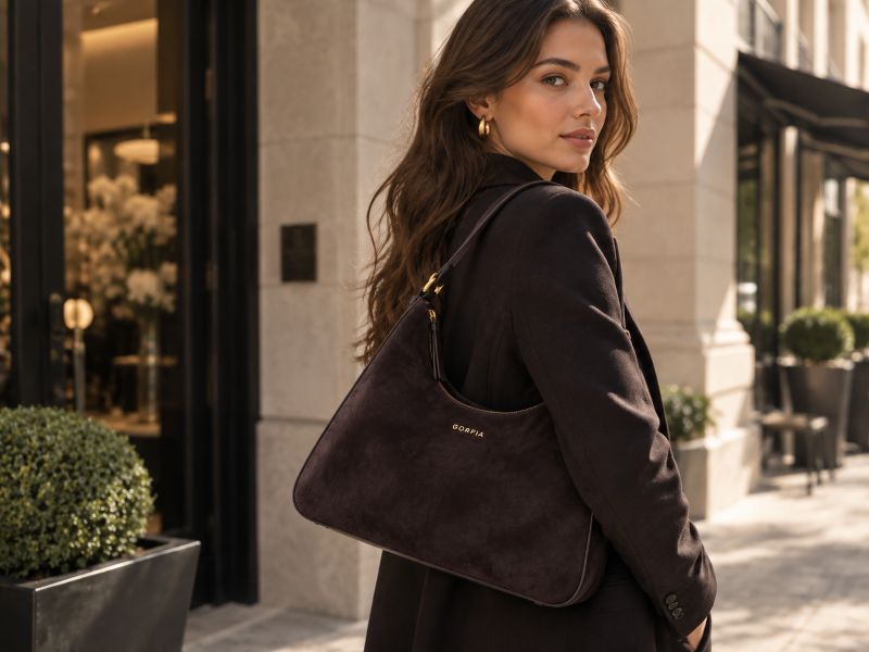 dark‑chocolate‑brown‑suede‑hobo‑shoulder‑bag‑gold‑logo‑hardware