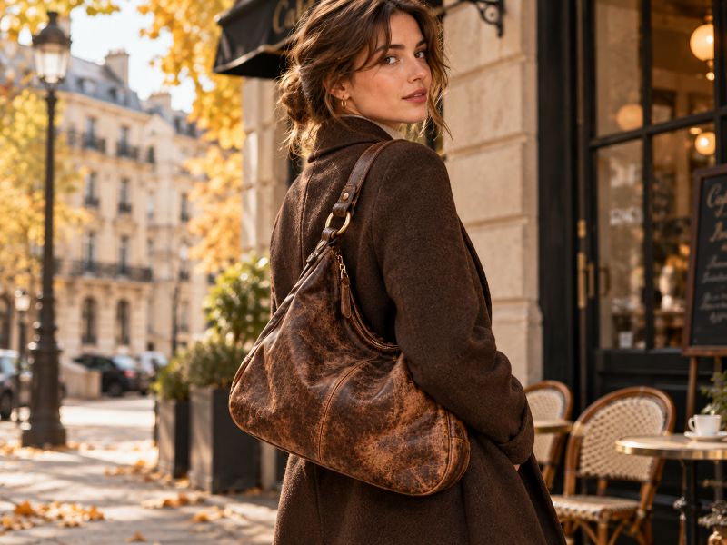 distressed‑brown‑leather‑hobo‑bag‑woman‑model‑autumn‑paris‑café‑street‑outfit