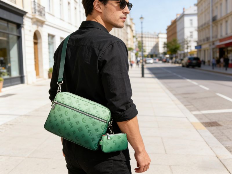 green crossbody bag men