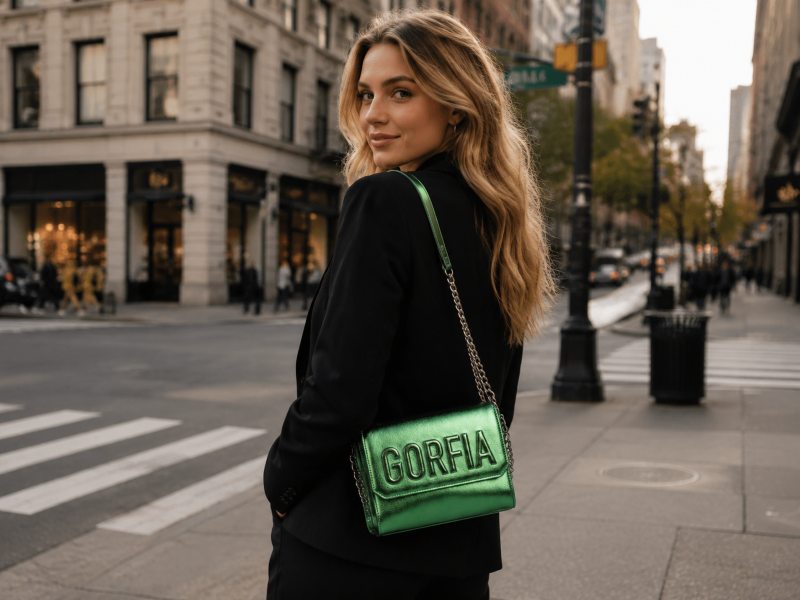 green-metallic-crossbody-bag-carried-by-a-woman
