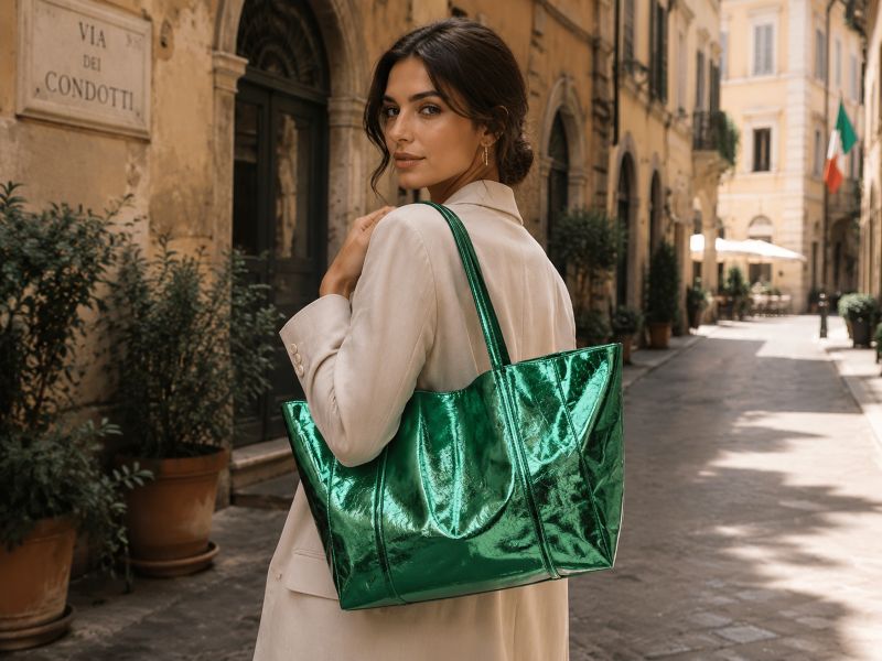green-metallic-tote-bag-carried-by-a-woman