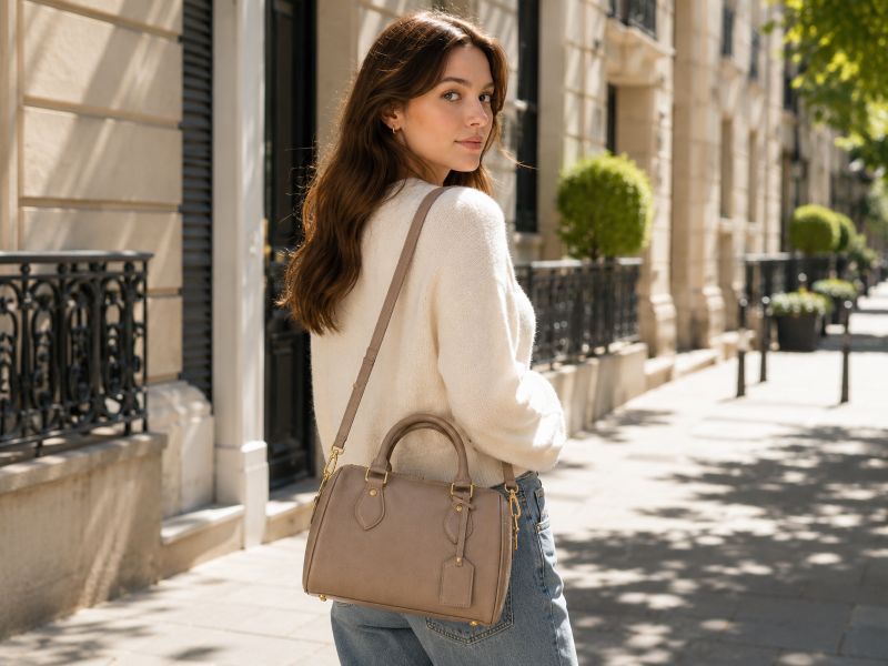 khaki-boston-bag-carried-by-a-woman-outdoor