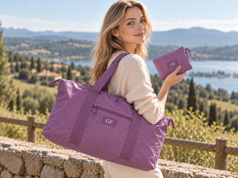 purple-foldable-duffle-bag-with-small-storage-pouch