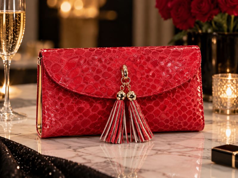 red-snakeskin-clutch-with-tassels