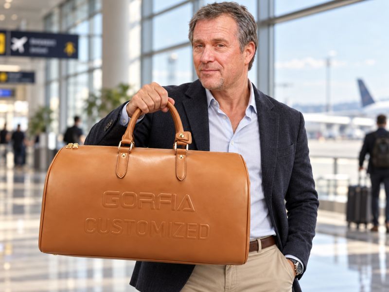 tan-leather-custom-duffel-bag-at-airport
