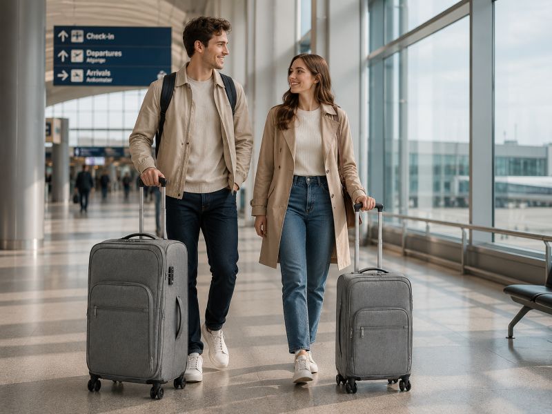 two-piece-grey-softside-luggage-couple-at-airport