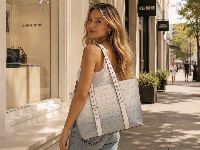 woman-carrying-white-studded-tote-bag