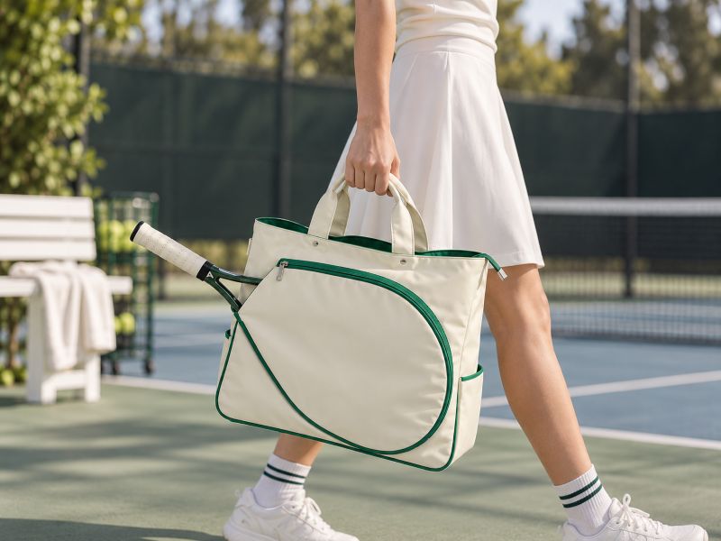 woman-holding-cream-tennis-bag-with-racket-on-court